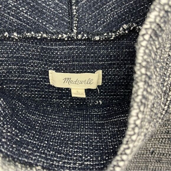 Madewell Women’s Mockneck Pullover Top Blue and White Comfy Size Large - Picture 7 of 8
